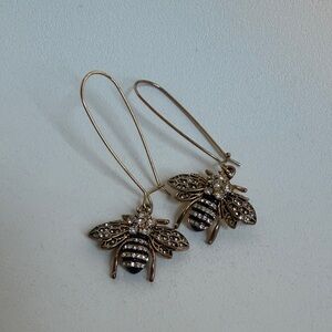 Betsey Johnson Gold and Black Bee Drop Earrings